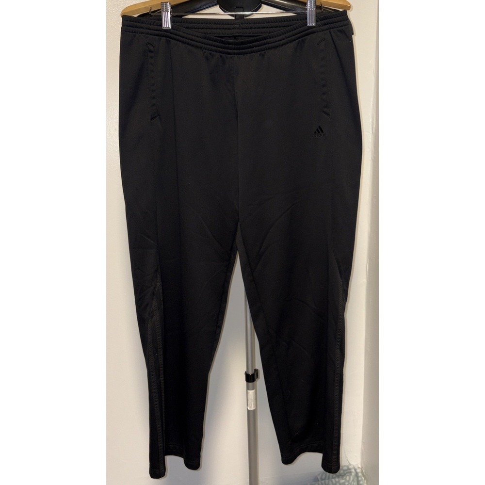 Adidas Performance Men's Track Pants Black gray Stripe Drawstring Size L
